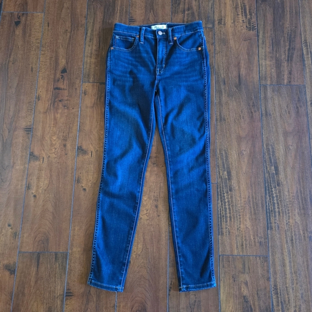 Madewell Women's 10" High-Rise Skinny Dark Wash Stretch Denim Jeans Size 27 - Picture 6 of 13